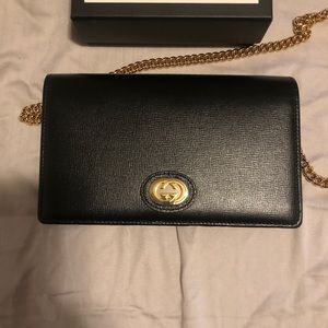 Gucci leather mini chain bag